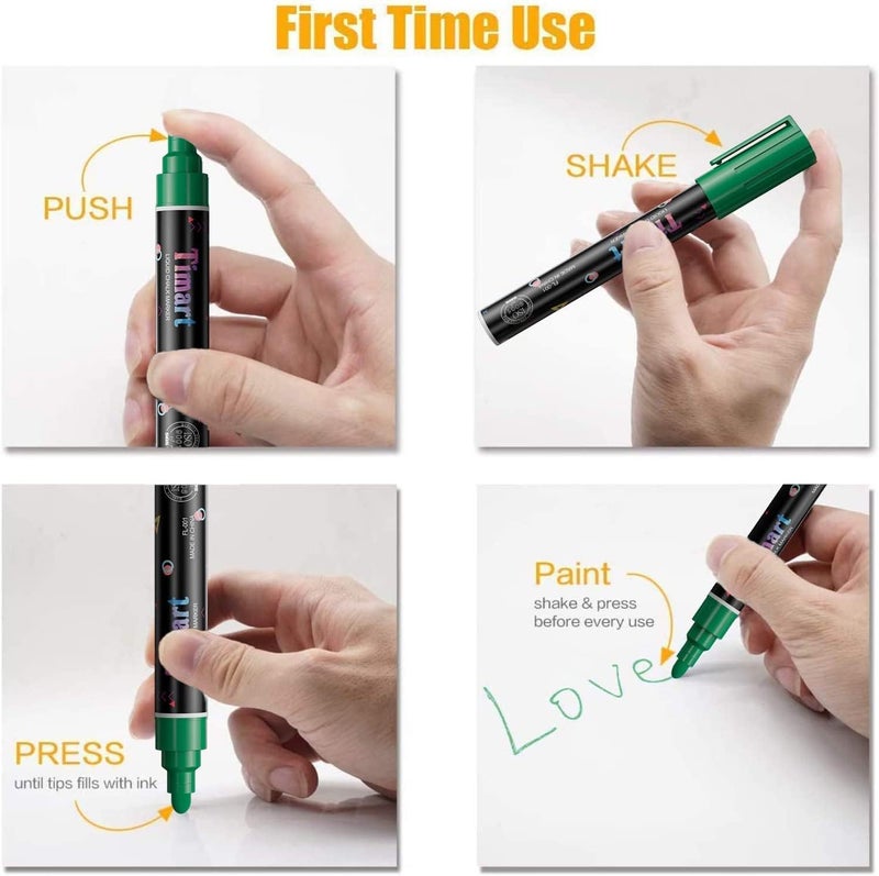 Timart Liquid Chalk Markers, 3mm Fine Tip Chalk Pens, 8 Colors Washable Window Markers for Chalkboard, Dry Erase Marker Pens for Car, Blackboard & Bistro, Non-Toxic,Wet Erase - Reversible Tip - Image 5